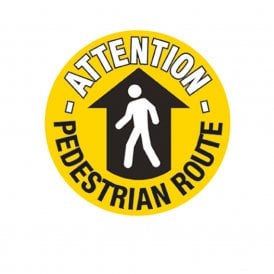 Floor Marker Graphic Sign: ATTENTION PEDESTRIAN ROUTE