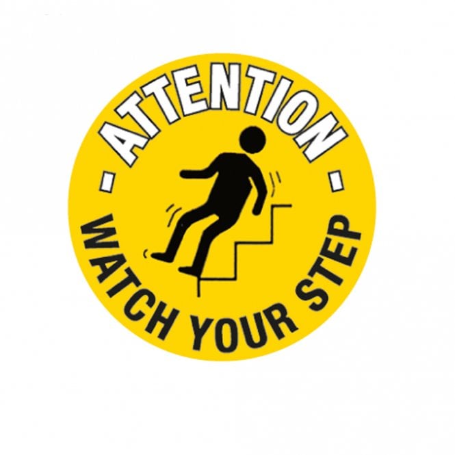 Floor Marker Graphic Sign: ATTENTION WATCH YOUR STEP