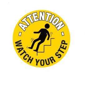 Floor Marker Graphic Sign: ATTENTION WATCH YOUR STEP