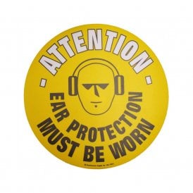 Floor Marker Sign: ATTENTION EAR PROTECTION MUST BE WORN