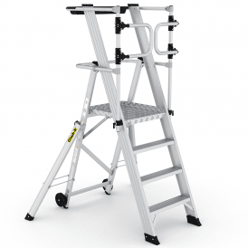 Folding Aluminium Steps With Large Platform And Safety Gates
