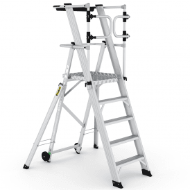 Folding Aluminium Steps With Large Platform And Safety Gates