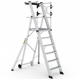 Folding Aluminium Steps With Large Platform And Safety Gates