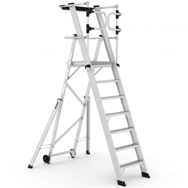 Folding Aluminium Steps With Large Platform And Safety Gates