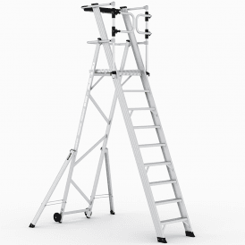 Folding Aluminium Steps With Large Platform And Safety Gates