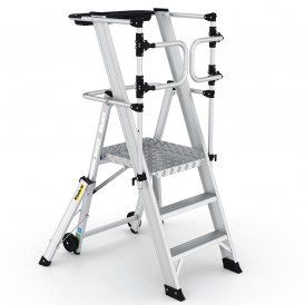 Folding Aluminium Steps With Large Platform And Safety Gates