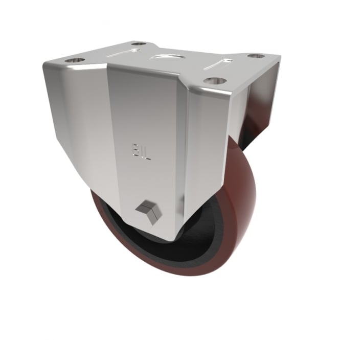 Heavy Duty Castors with Top Plate Fixed Non marking Brown Polyurethane Cast Iron Centre