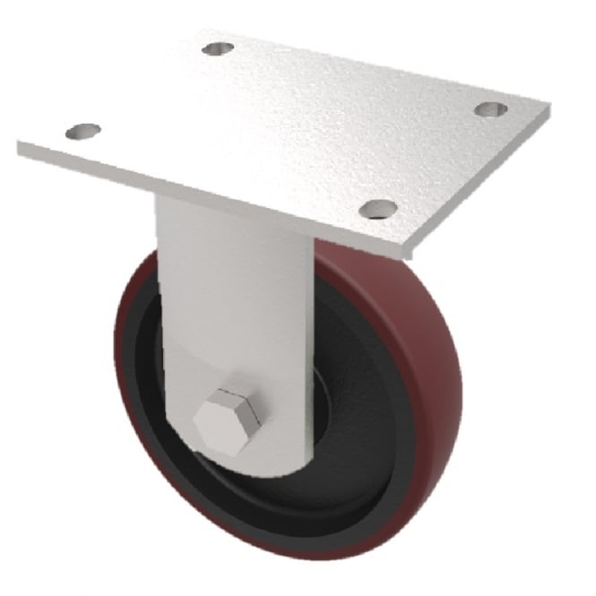 Heavy Duty Castors with Top Plate Fixed Non marking Brown Polyurethane Cast Iron Centre