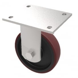 Heavy Duty Castors with Top Plate Fixed Non marking Brown Polyurethane Cast Iron Centre