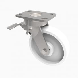 Heavy Duty Castors with Top Plate Swivel with Brake White Nylon