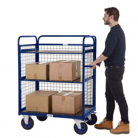 Heavy Duty Mesh Distribution/Picking Trolley 2 Shelves 1100mm Height 600kg