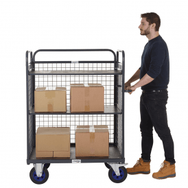 Heavy Duty Mesh Distribution/Picking Trolley 2 Shelves 1100mm Height 600kg
