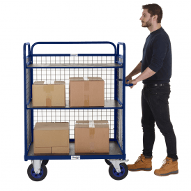 Heavy Duty Mesh Distribution/Picking Trolley 2 Shelves 1100mm Height 600kg