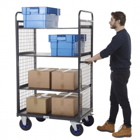 Heavy Duty Mesh Distribution/Picking Trolley 3 Shelves 1500mm Height 600kg