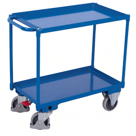 Heavy Duty Steel 2 Shelf Tray Trolley with Brake 400kg