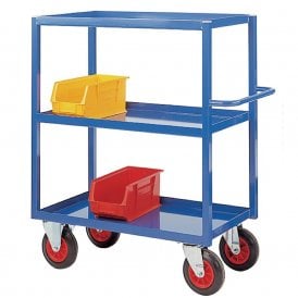 Heavy Duty Steel 3 Shelf Tray Trolleys 350kg - 1200mm high