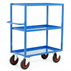 Heavy Duty Steel 3 Shelf Tray Trolleys 350kg - 1200mm high