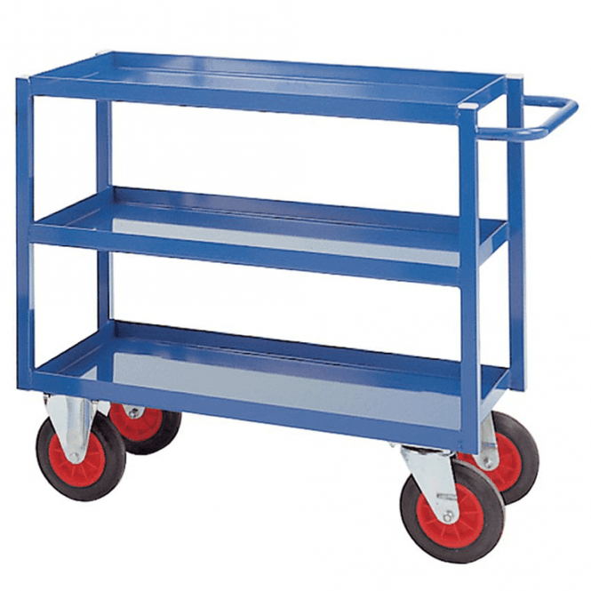 Heavy Duty Steel 3 Shelf Tray Trolleys 350kg - 900mm high