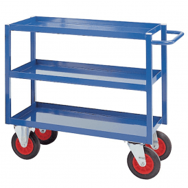 Heavy Duty Steel 3 Shelf Tray Trolleys 350kg - 900mm high