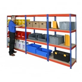 Heavy Duty Steel Rivet Boltless Shelving 4 Level - Widths: 915, 1220 or 1525mm x 1830H