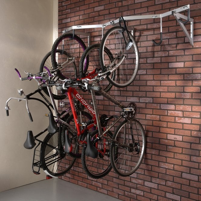 Heavy Duty Steel Vertical Wall Mounted Bike Rack - 6 Bikes