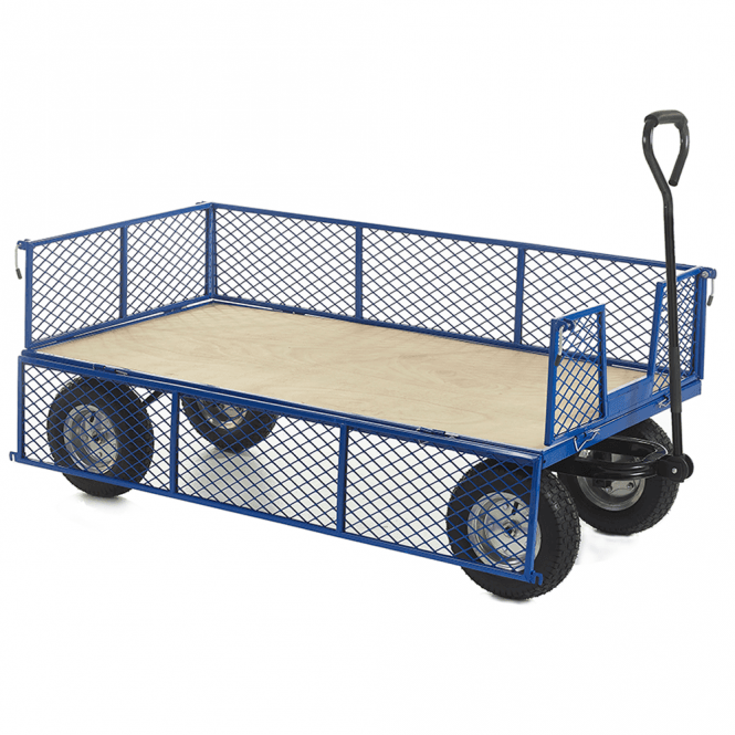 Industrial Plywood Base & Mesh Sides Turntable Truck 1500L x 750W 500kg