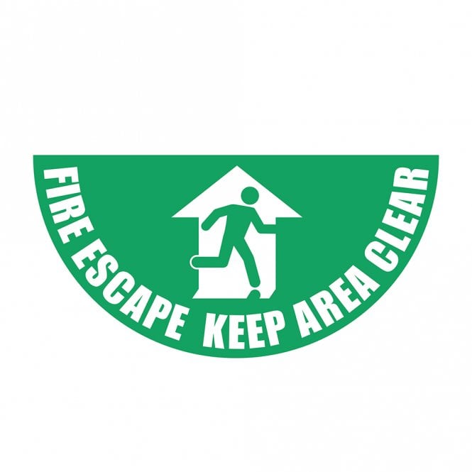 Large Half Circle Floor Marker Graphic Sign: FIRE ESCAPE KEEP AREA CLEAR