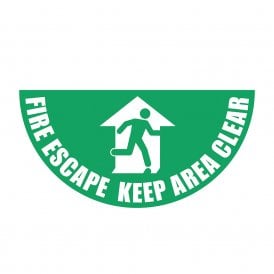Large Half Circle Floor Marker Graphic Sign: FIRE ESCAPE KEEP AREA CLEAR