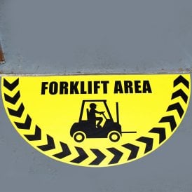 Large Half Circle Floor Marker Graphic Sign: FORKLIFT AREA