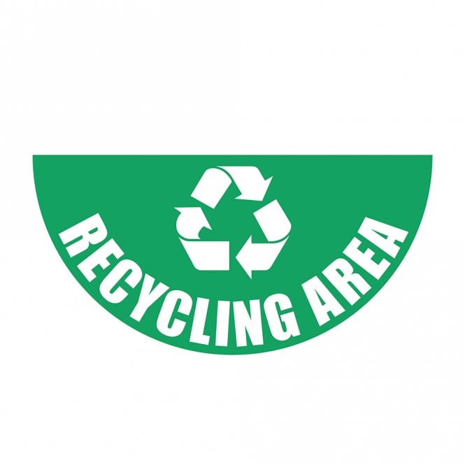 Large Half Circle Floor Marker Graphic Sign: RECYCLING AREA