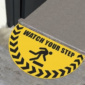 Large Half Circle Floor Marker Graphic Sign: WATCH YOUR STEP