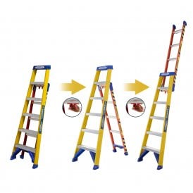 Leansafe Fibre Glass 3 in 1 Multi-Purpose Ladder