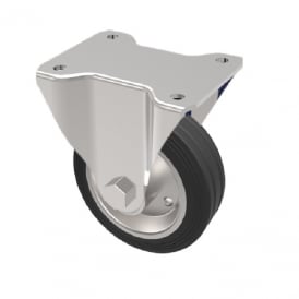 Medium Duty Castors with Top Plate Fixed Black Rubber Metal Centre