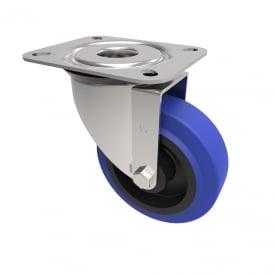 Medium Duty Castors with Top Plate Swivel Non Marking Blue Rubber Nylon centre