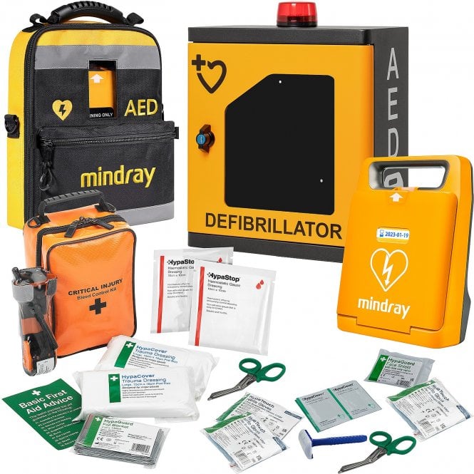Mindray C1A Defibrillator Bundle with HypaStop Bleed Control Kit & HypaGuard Indoor Cabinet