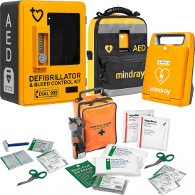 Mindray C1A Defibrillator Bundle With HypaStop Bleed Control Kit & HypaGuard Outdoor Cabinet