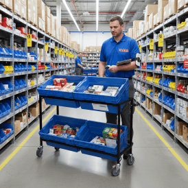 Mobile Multi-Position Container Trolley with 4, 5 or 6 Containers 300kg