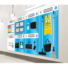 ModuLean Shadow Board Cleaning Station with Towel Dispenser and Cleaner Bottle