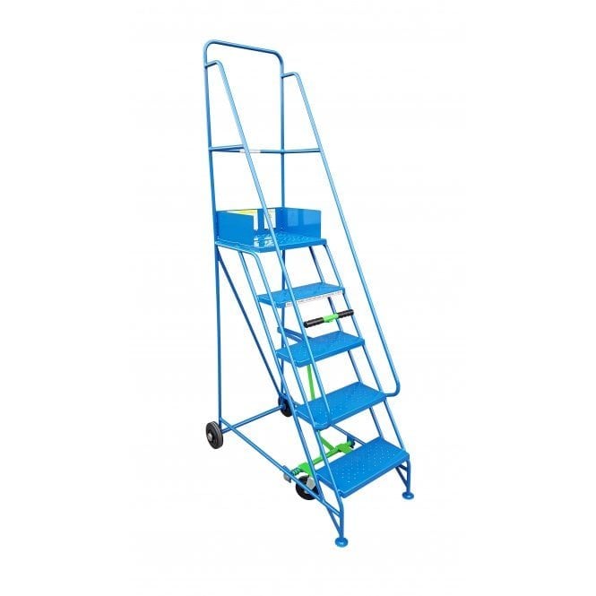 Narrow Aisle Steel Mobile Safety Steps with Punched Steel Treads 2- 8 Tread