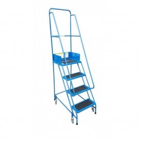 Narrow Aisle Steel Mobile Safety Steps with PVC Treads 2 - 8 Tread