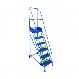 Narrow Aisle Steel Mobile Safety Steps with PVC Treads 2 - 8 Tread
