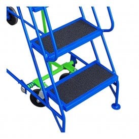 Narrow Aisle Steel Mobile Safety Steps with PVC Treads 2 - 8 Tread
