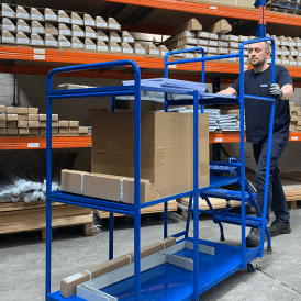 Order Picking Trolley with 3 Steel Shelves 270kg