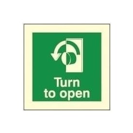Photoluminescent - Turn to open (Left) Signs