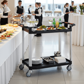 Plastic 2 Tray Shelf Trolley 100kg 460W x 750L x 940H mm
