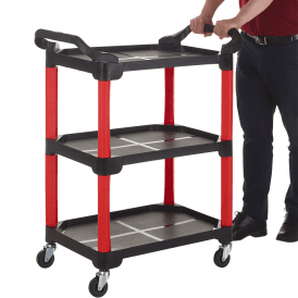 Plastic 3 Shelf Tray Trolley 100kg