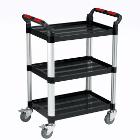 Plastic 3 Shelf Tray Trolley with Brake 150kg