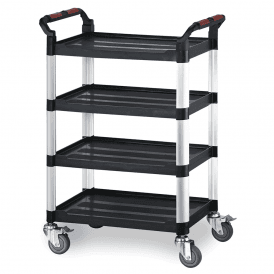 Plastic 4 Shelf Tray Trolley with Brake 150kg 