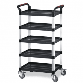 Plastic 5 Shelf Tray Trolley with Brake 150kg