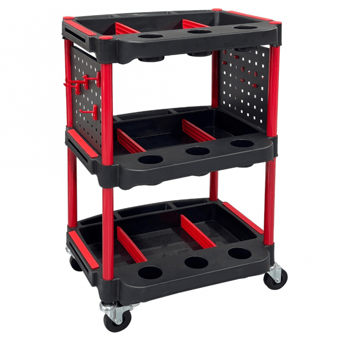Plastic Workshop/Tool 3 Shelf Tray Trolley 100kg
